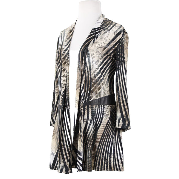 Frank Lyman Sz 10 Black Tan White Polyester Elastane Wrap