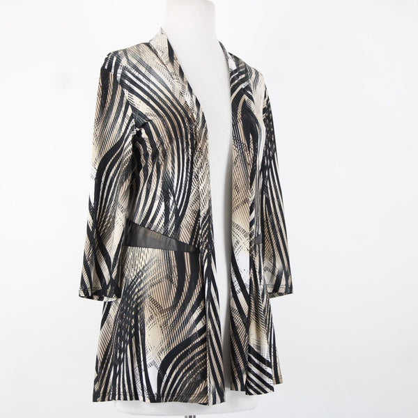 Frank Lyman Sz 10 Black Tan White Polyester Elastane Wrap