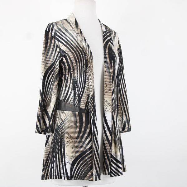 Frank Lyman Sz 10 Black Tan White Polyester Elastane Wrap