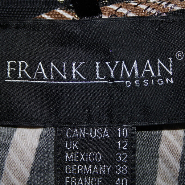 Frank Lyman Sz 10 Black Tan White Polyester Elastane Wrap