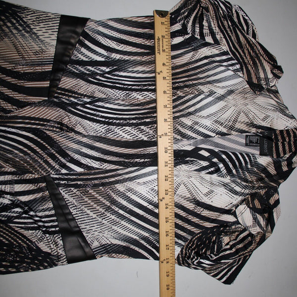 Frank Lyman Sz 10 Black Tan White Polyester Elastane Wrap