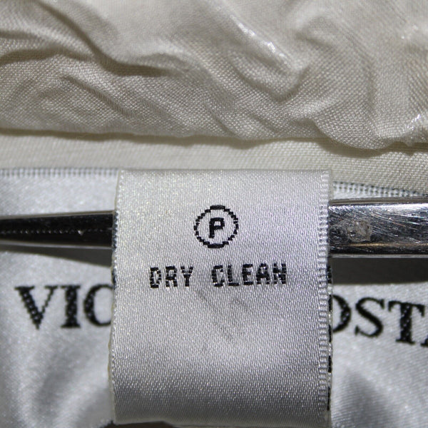Victor Costa Sz 10 Cream Collared Full Zip Pockets Rayon Polyester Jacket