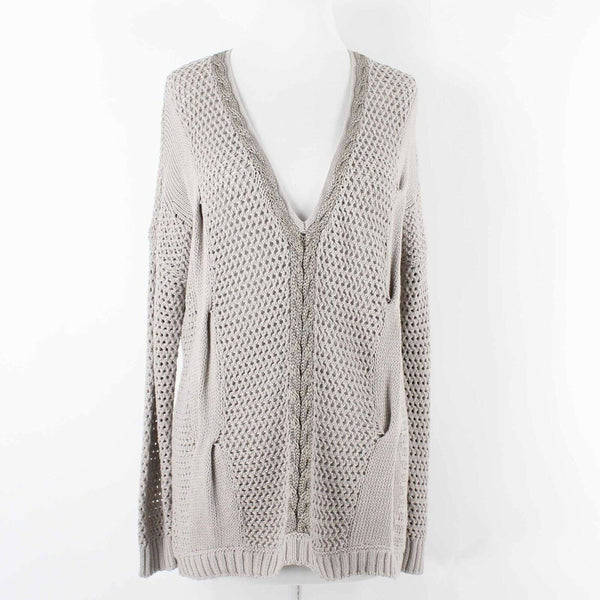 Willow & Clay NEW $121 Sz M Taupe Pullover V Neck Cotton Blend Sweater