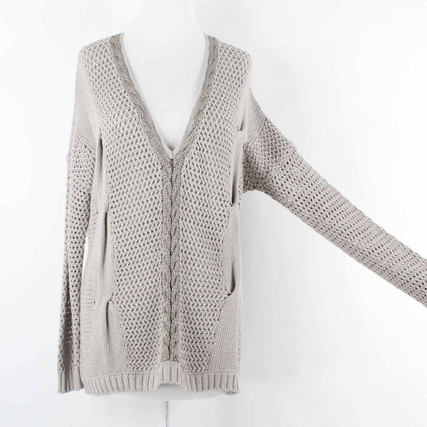 Willow & Clay NEW $121 Sz M Taupe Pullover V Neck Cotton Blend Sweater