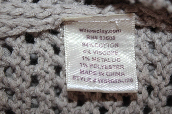 Willow & Clay NEW $121 Sz M Taupe Pullover V Neck Cotton Blend Sweater
