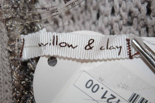 Willow & Clay NEW $121 Sz M Taupe Pullover V Neck Cotton Blend Sweater