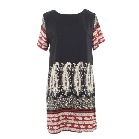 GIBIU NEW $42 Sz S Black Multi Paisley Zip Back 100% Poly Dress