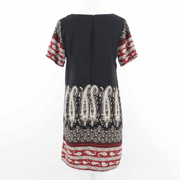 GIBIU NEW $42 Sz S Black Multi Paisley Zip Back 100% Poly Dress