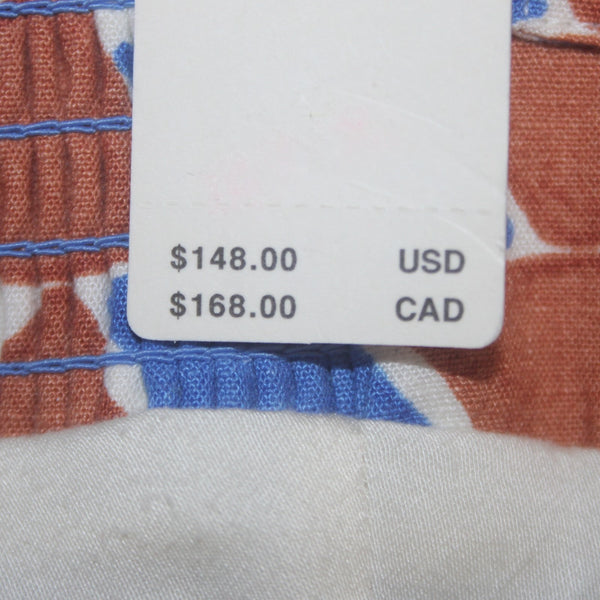 Anthropologie Dress NEW $148 Maeve Sz 14 Blue Brown White Linen Viscose Dress