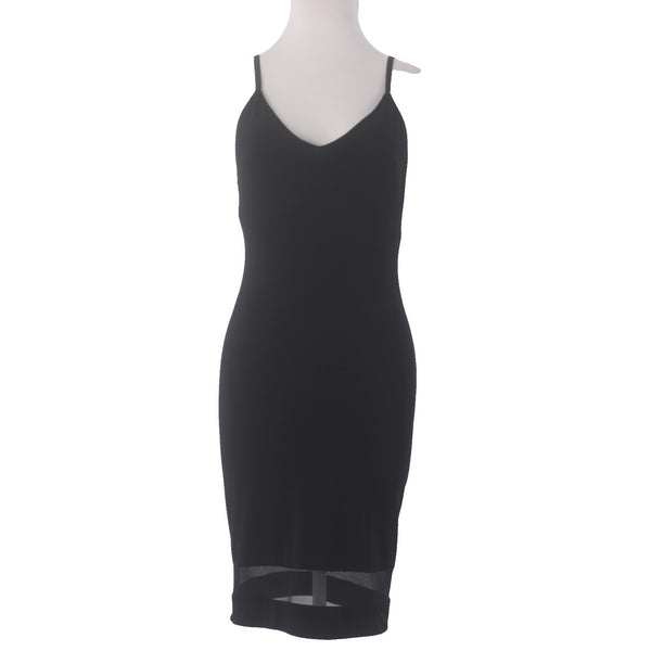 Alice + Olivia Dress Air Black V Neck Sleeveless Mesh Bottom Poly