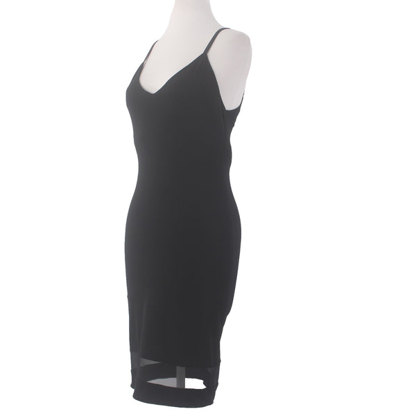 Alice + Olivia Dress Air Black V Neck Sleeveless Mesh Bottom Poly