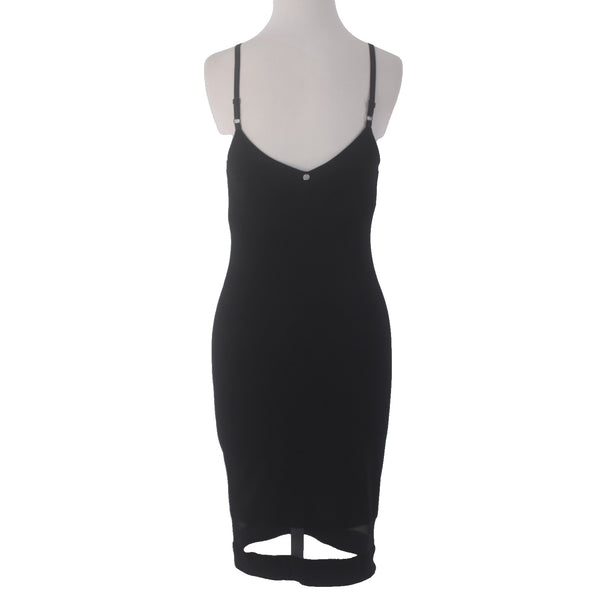 Alice + Olivia Dress Air Black V Neck Sleeveless Mesh Bottom Poly