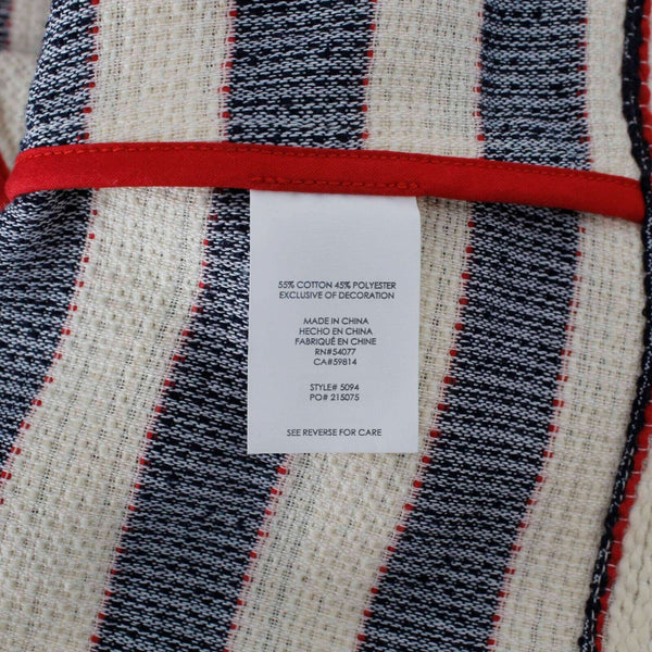 Cabi Sz 10 Cream Navy Red Double Breasted Cotton Blend Tight Knit Jacket