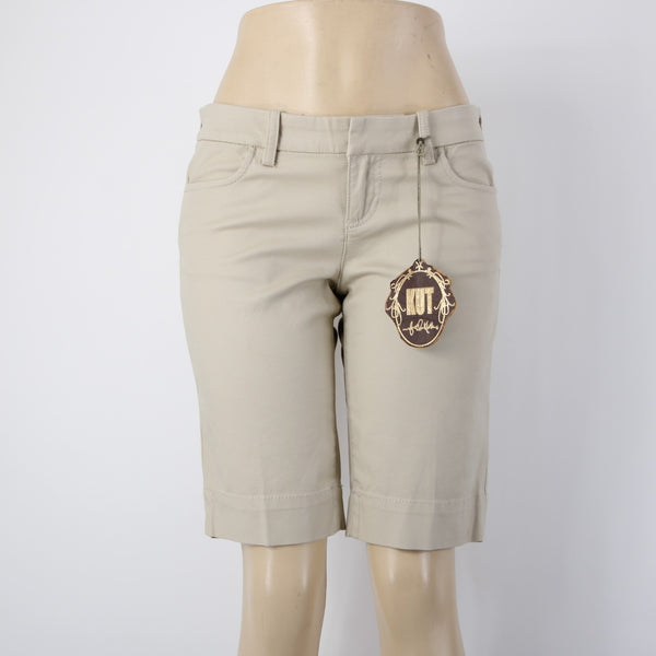 Kut Shorts NEW $99 Sz 4 x 11 Tan Pockets Hook Eye Closure Cotton Spandex Shorts