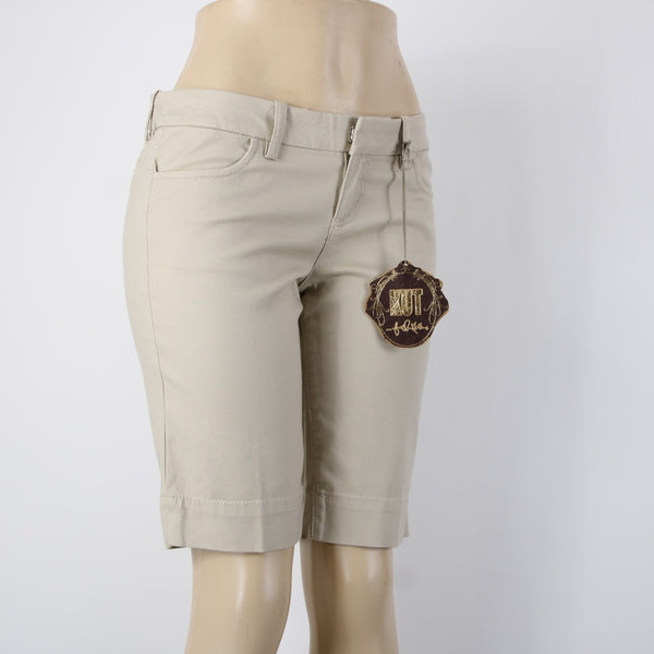 Kut Shorts NEW $99 Sz 4 x 11 Tan Pockets Hook Eye Closure Cotton Spandex Shorts