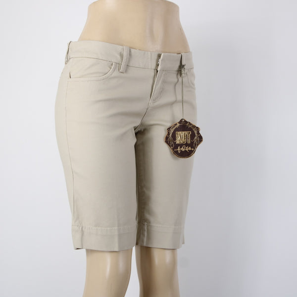 Kut Shorts NEW $99 Sz 4 x 11 Tan Pockets Hook Eye Closure Cotton Spandex Shorts