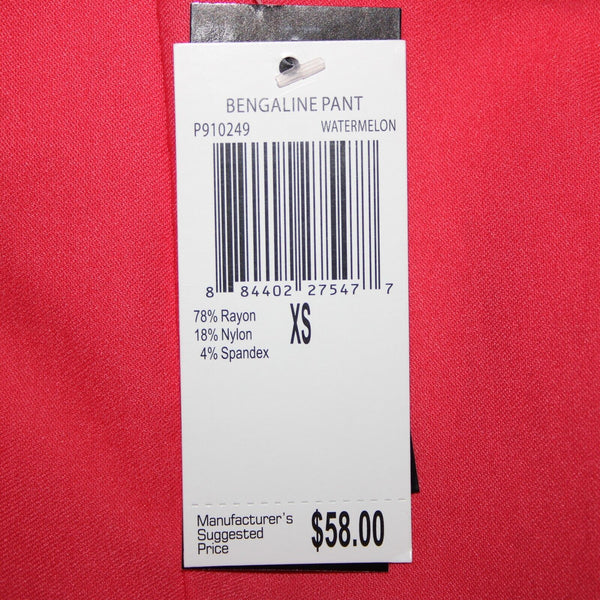 Premise NEW $58 Bengaline Sz XS x 26.5 Watermelon Pink Rayon Nylon Capri Pant