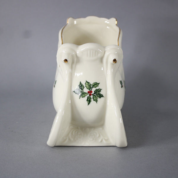 Baum Bros Formalities Cream Green Multi Ceramic Santa Sled 9 x 4 Decor