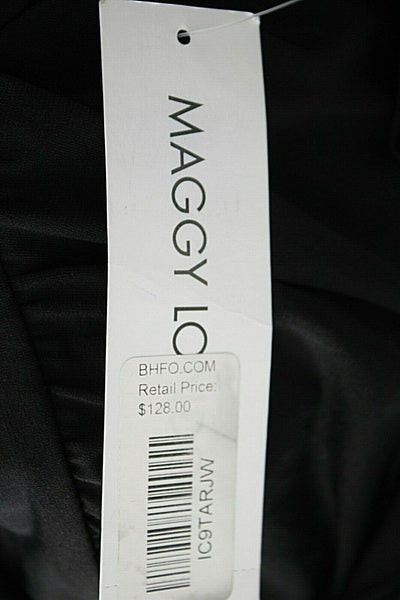 Maggy London NEW $128 Sz 14 Black Cold Arm Ruched Lined Poly Blend Dress