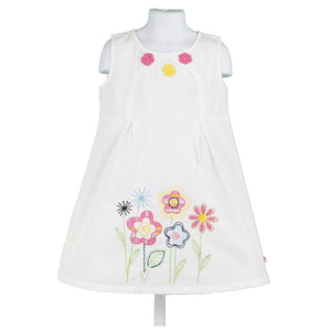 Sophie and Sam NEW L White Pink Multi 100% Cotton Embroidered Girls Dress