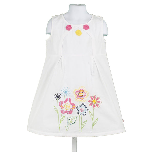 Sophie and Sam NEW L White Pink Multi 100% Cotton Embroidered Girls Dress