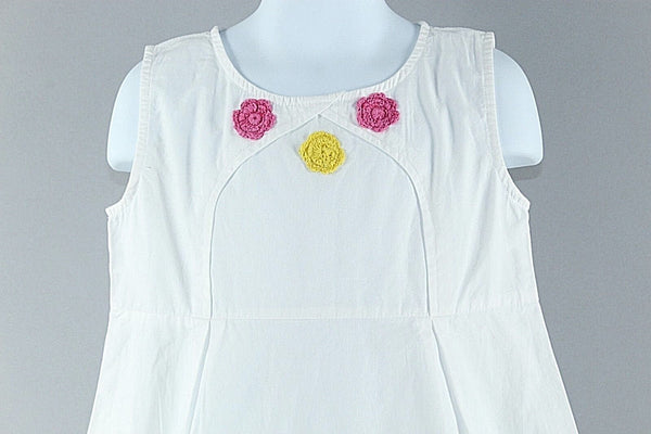 Sophie and Sam NEW L White Pink Multi 100% Cotton Embroidered Girls Dress