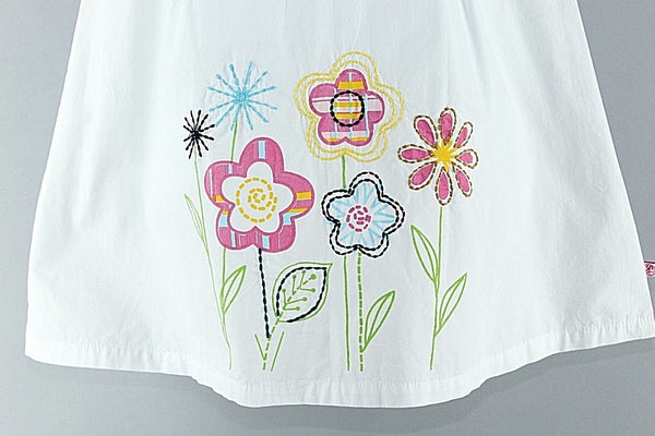 Sophie and Sam NEW L White Pink Multi 100% Cotton Embroidered Girls Dress