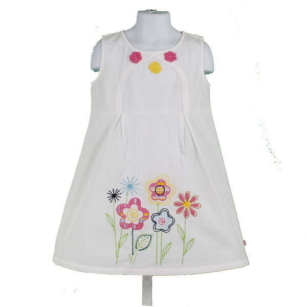 Sophie and Sam NEW L White Pink Multi 100% Cotton Embroidered Girls Dress