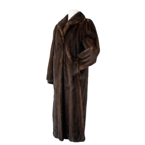 Avanti Chocolate Brown Collared Lined Pockets Mink Fur Coat