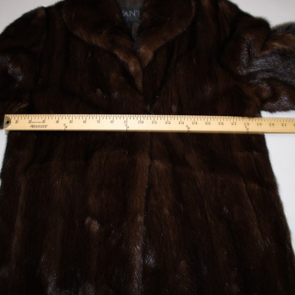 Avanti Chocolate Brown Collared Lined Pockets Mink Fur Coat