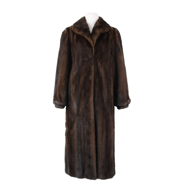 Avanti Chocolate Brown Collared Lined Pockets Mink Fur Coat