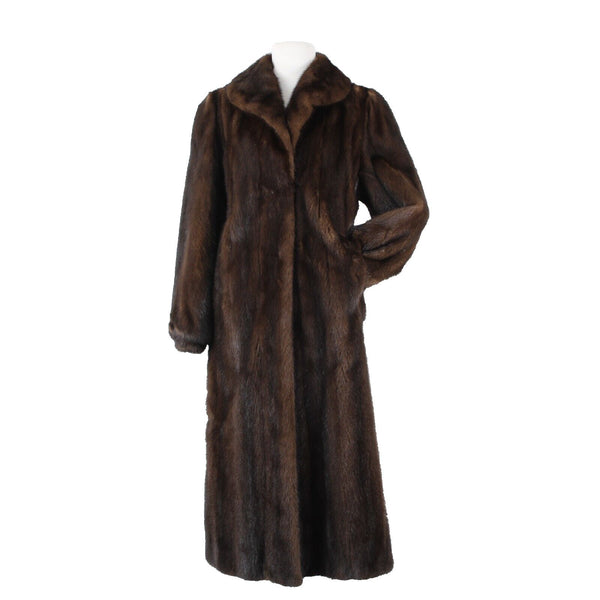 Avanti Chocolate Brown Collared Lined Pockets Mink Fur Coat