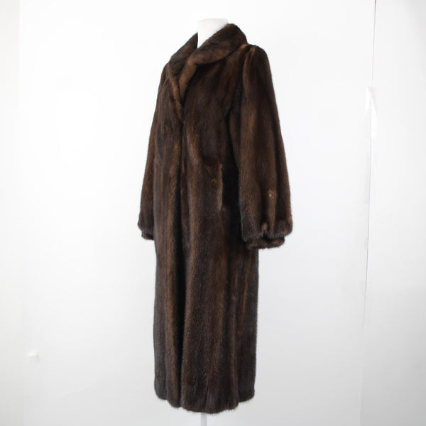 Avanti Chocolate Brown Collared Lined Pockets Mink Fur Coat