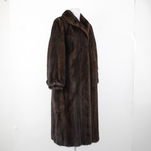 Avanti Chocolate Brown Collared Lined Pockets Mink Fur Coat