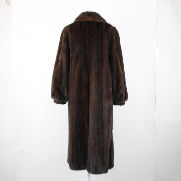 Avanti Chocolate Brown Collared Lined Pockets Mink Fur Coat
