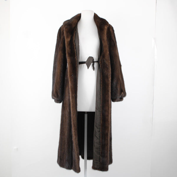 Avanti Chocolate Brown Collared Lined Pockets Mink Fur Coat