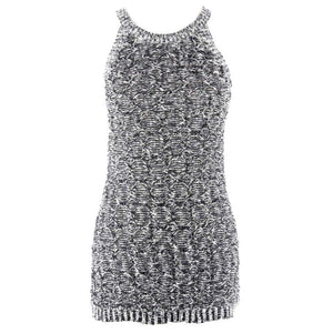 Moth Sz S Black White Open Weave Summer Cotton Blend Chunky Knit Top