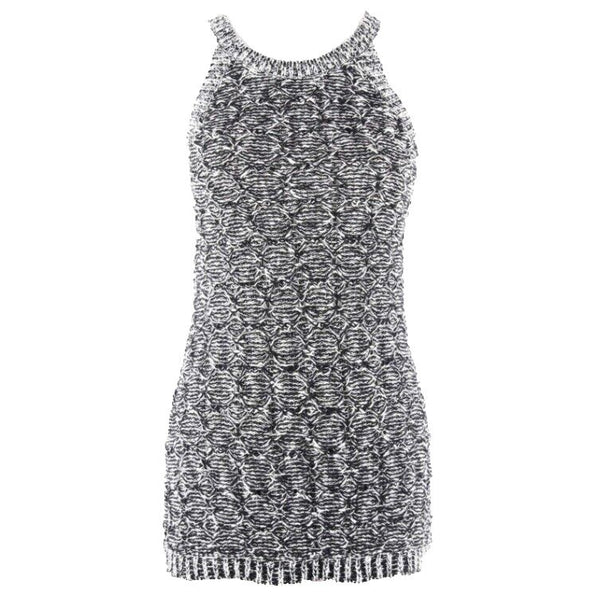 Moth Sz S Black White Open Weave Summer Cotton Blend Chunky Knit Top