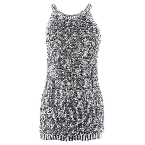 Moth Sz S Black White Open Weave Summer Cotton Blend Chunky Knit Top