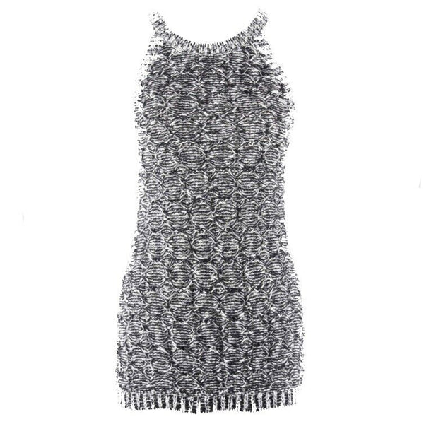 Moth Sz S Black White Open Weave Summer Cotton Blend Chunky Knit Top