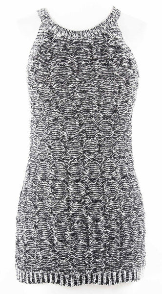 Moth Sz S Black White Open Weave Summer Cotton Blend Chunky Knit Top