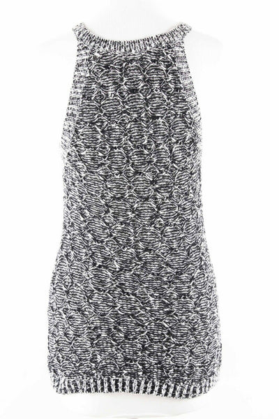 Moth Sz S Black White Open Weave Summer Cotton Blend Chunky Knit Top