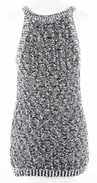 Moth Sz S Black White Open Weave Summer Cotton Blend Chunky Knit Top