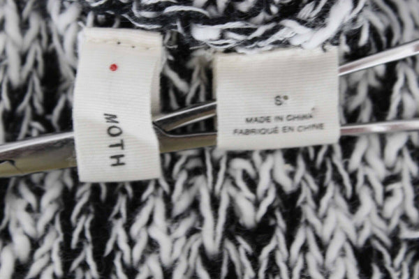 Moth Sz S Black White Open Weave Summer Cotton Blend Chunky Knit Top