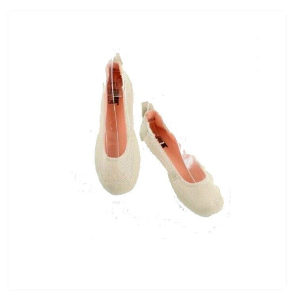 Casual Cool Sz 7 Tan White Coral Fabric Mesh Upper Slip On .5" Heel Flats