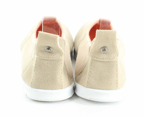Casual Cool Sz 7 Tan White Coral Fabric Mesh Upper Slip On .5" Heel Flats