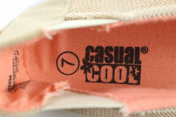Casual Cool Sz 7 Tan White Coral Fabric Mesh Upper Slip On .5" Heel Flats