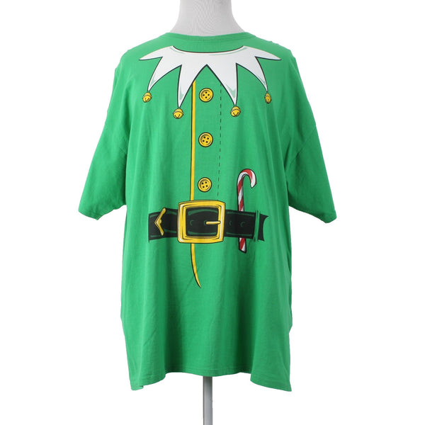 Fruit Of The Loom Shirt Sz 3XL Green Multi Colored Elf Design 100% Cotton Shirt