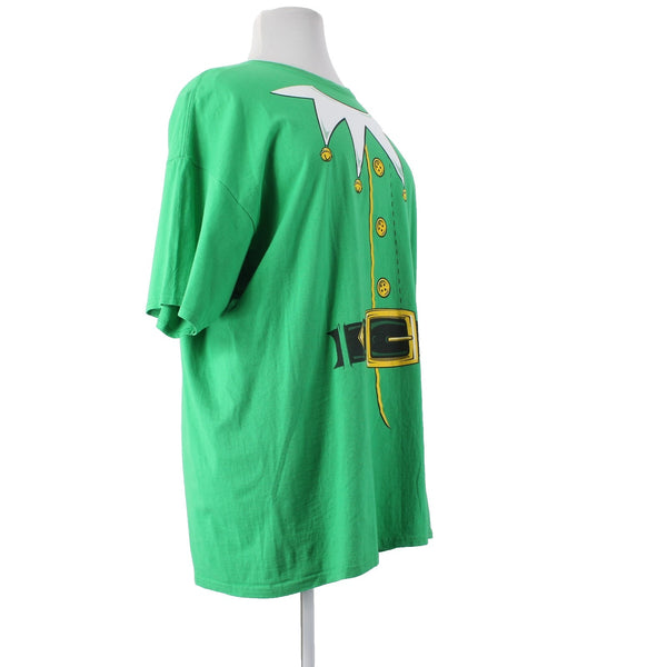 Fruit Of The Loom Shirt Sz 3XL Green Multi Colored Elf Design 100% Cotton Shirt