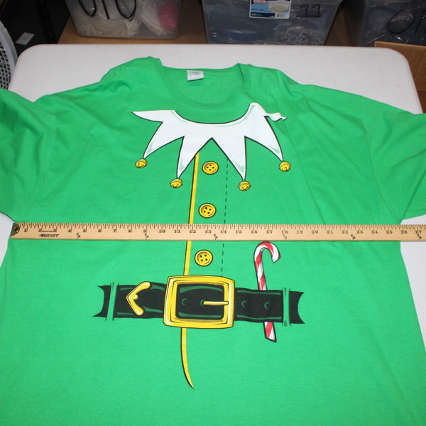 Fruit Of The Loom Shirt Sz 3XL Green Multi Colored Elf Design 100% Cotton Shirt